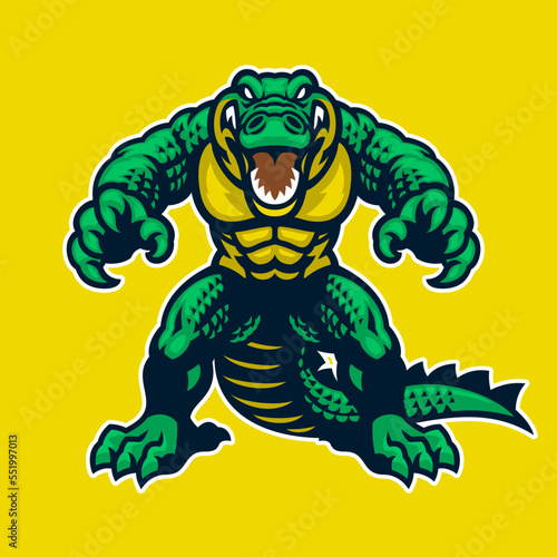 Angry Green Monster Crocodile Character