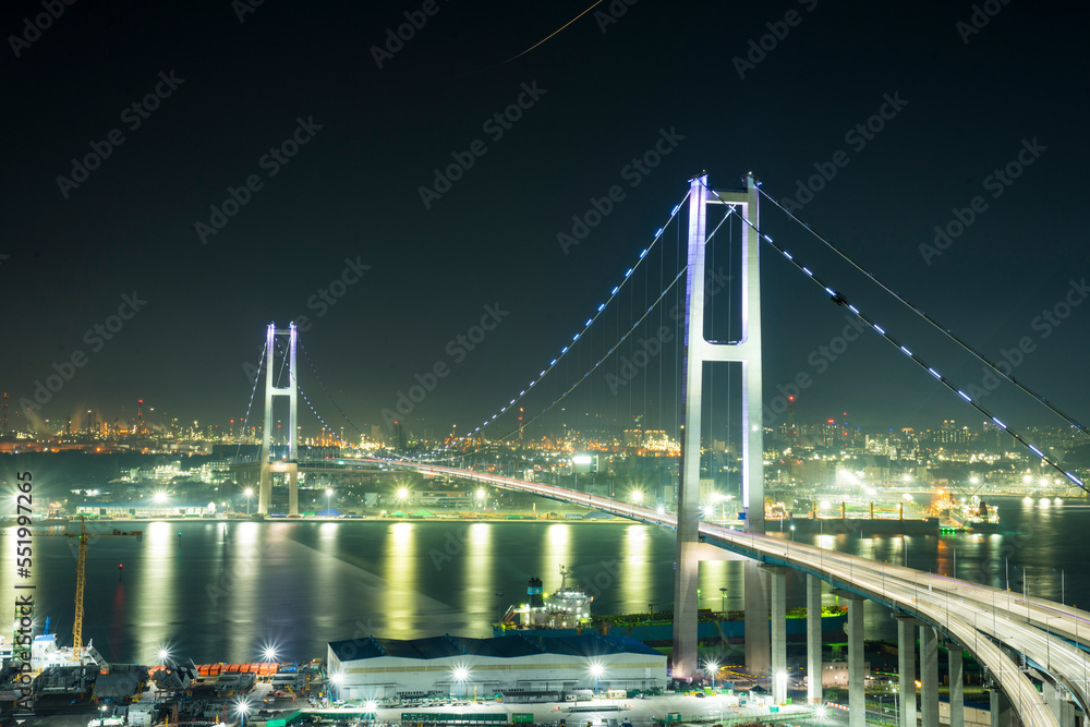 Ulsan Bridge and Factory Night View in Korea