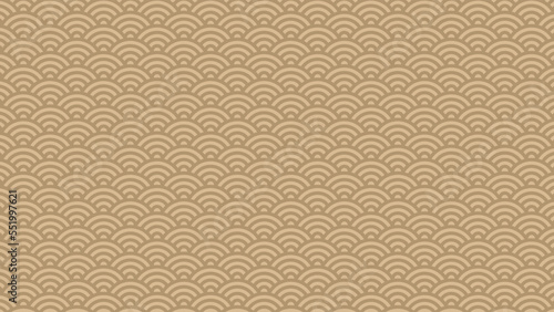 和風背景素材　渋めな金色の青海波模様　横長　16:9