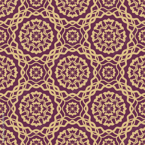 Seamless oriental luxurious vector damask pattern in Ottoman Style with Islamic stylized flower motifs. Use for fabric prints, weaving, knitting, home decoration, fashion design and bedding.