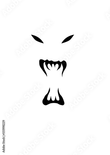 Dents de monstre en noir avec ses yeux travaillé graphiquement pour être expressif avoir de l'originalité.