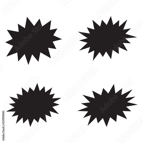 Black bursting star shapes. Set of comic splash, explosion, burst, bang, blast, shine, star vector for sale labels, stickers.