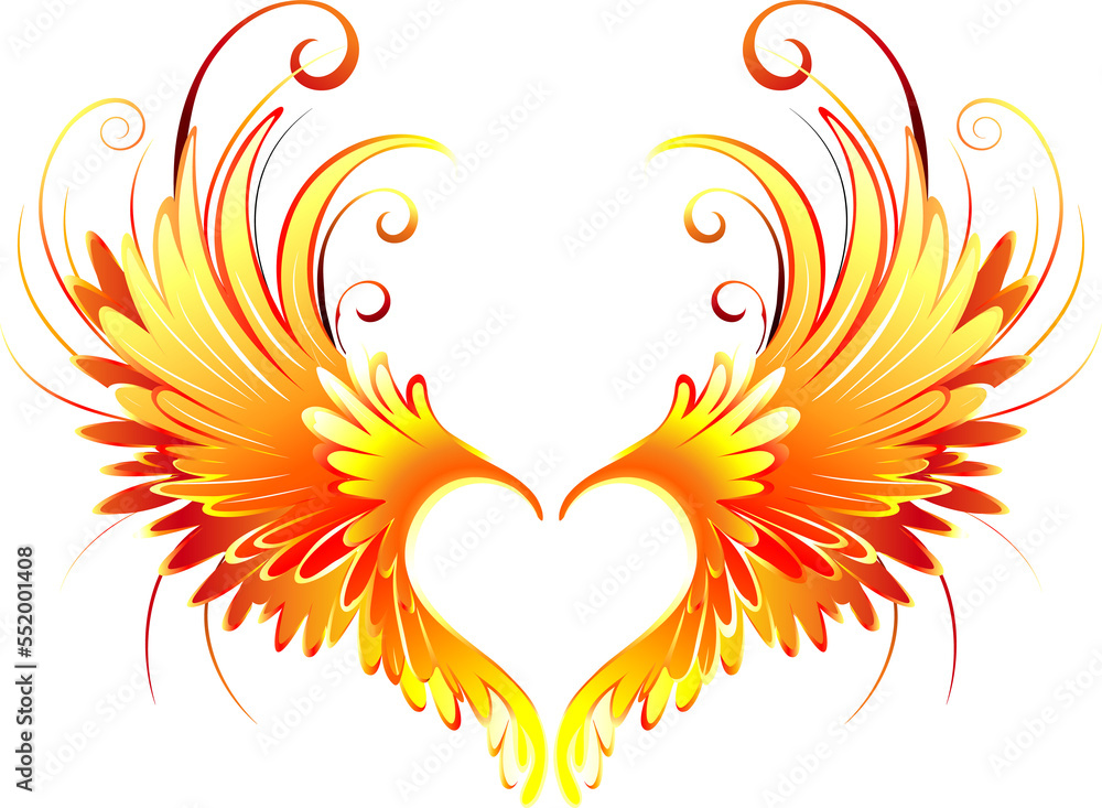 Angel Fire Heart with Wings Stock Illustration Adobe Stock