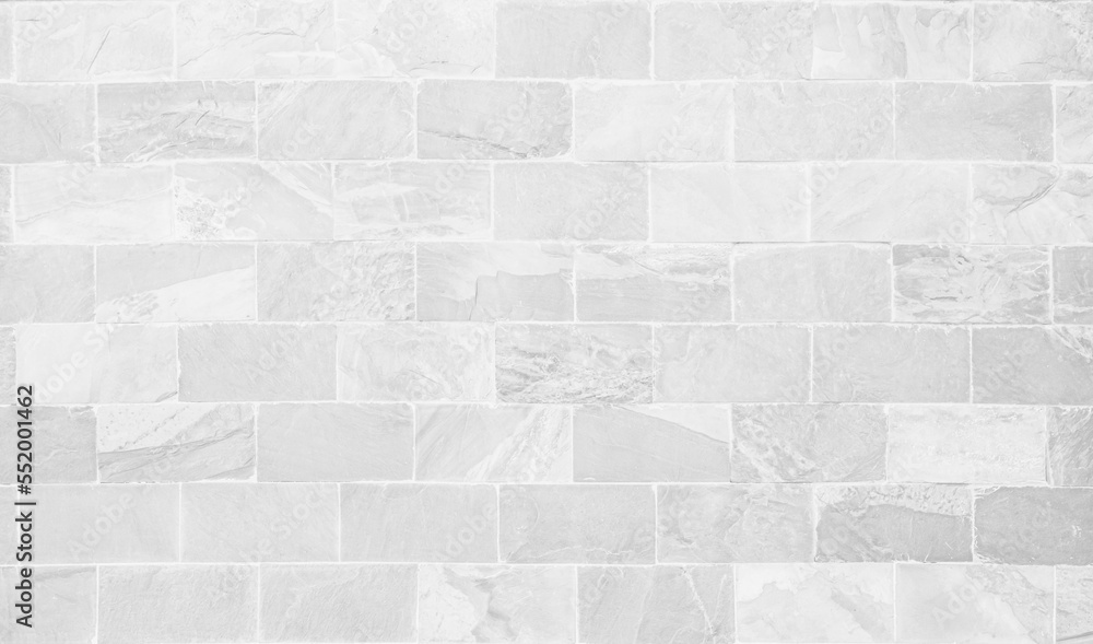White colors and white brick wall art concrete stone texture background