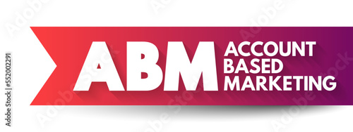 ABM Account Based Marketing - business marketing strategy that concentrates resources on a set of target accounts within a market, acronym text concept background