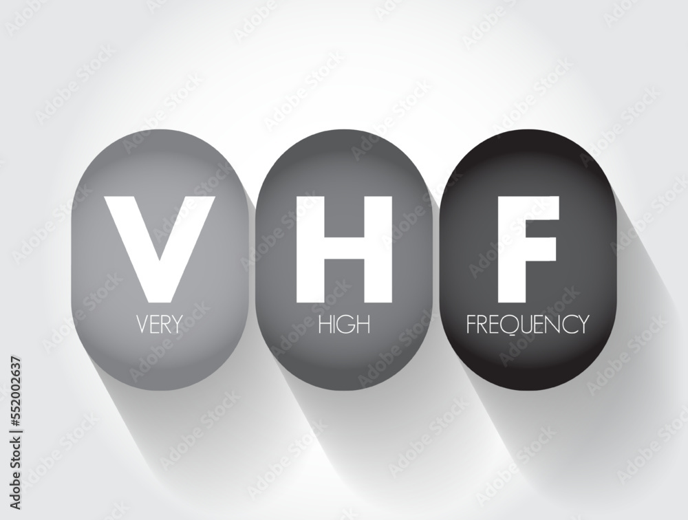 VHF - Very High Frequency acronym, technology concept background VHF - Very High Frequency acronym, technology concept background