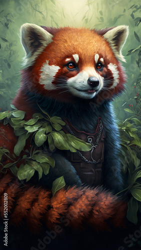 Cute red panda in the forest
