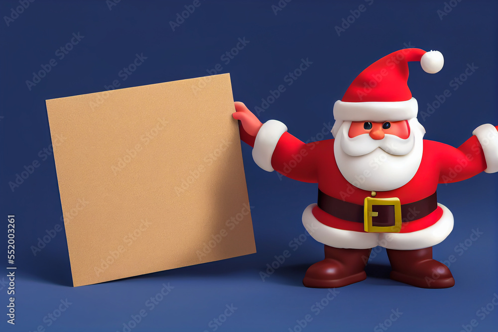 Ilustrace „Père Noël tenant un carton blanc pour rédiger un message