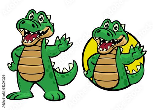 Set of Happy Cartoon of crocodile mascot logo