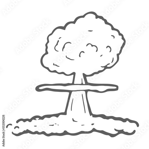 Doodle style nuclear mushroom cloud illustration in vector format suitable for web, print, or advertising use.