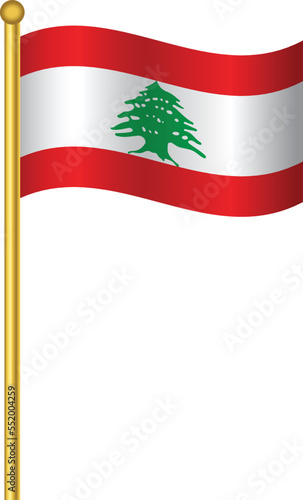 Flag of Lebanon Lebanon flag Golden waving isolated vector illustration eps10.