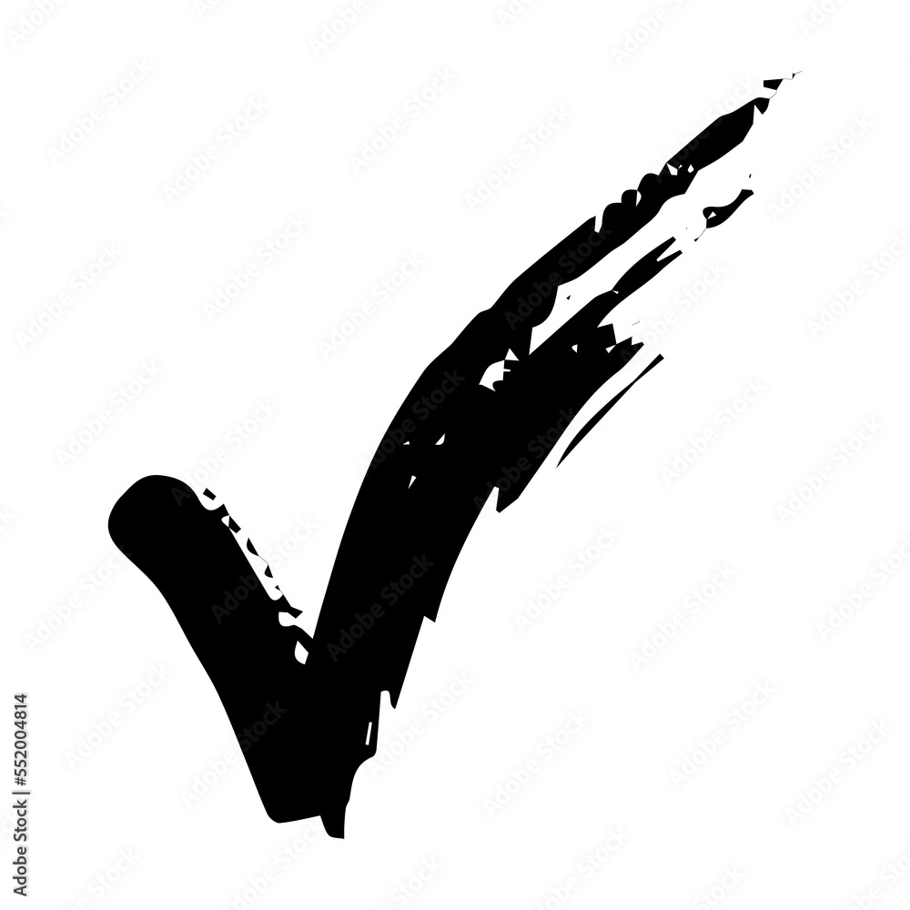 Hand drawn check mark illustration. Marker right sign clipart. Ink