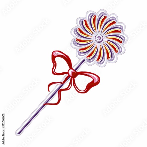 Festive colorful lollipop. JPEG illustration for stickers, creating patterns, wallpaper, wrapping paper, for postcards, design template, fabric, clothing, cross-stitch, embroidery.