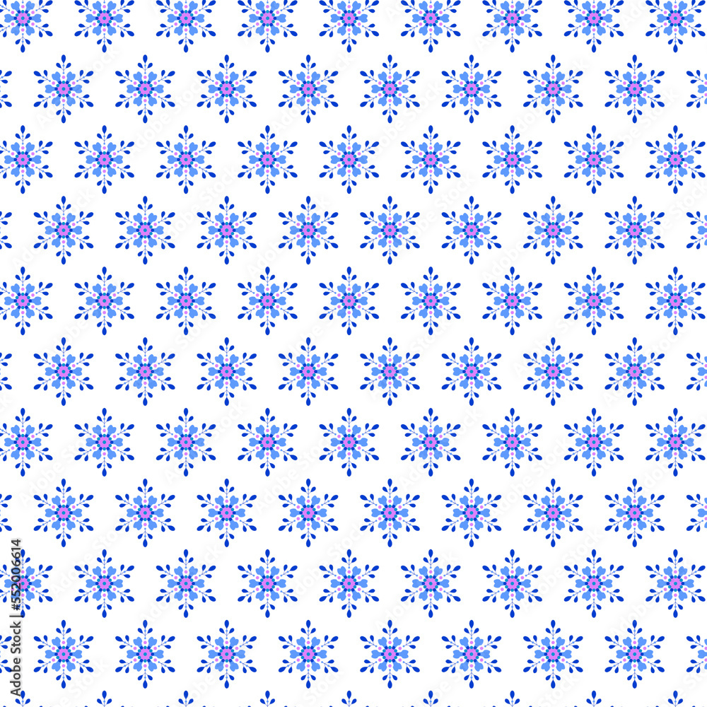 Christmas, Ney Year, winter geometric blue snowflakes on a white background Festive fabric and wrapping paper print