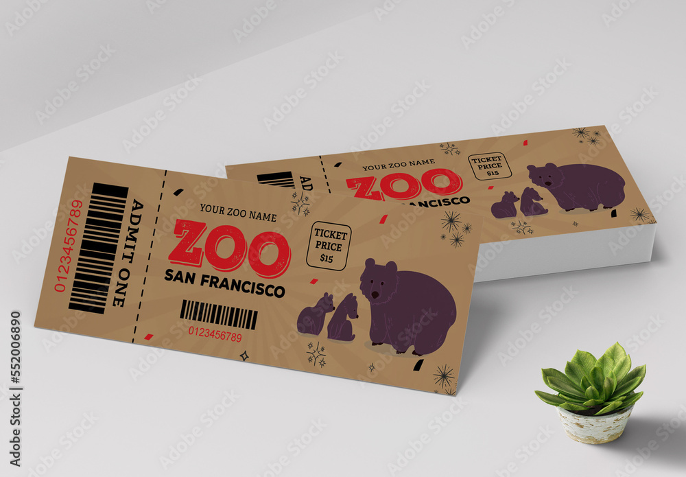 Zoo Ticket Design Stock Template Adobe Stock