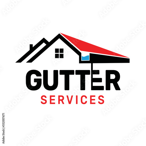 Gutter Roofing service logo design template vector illustration