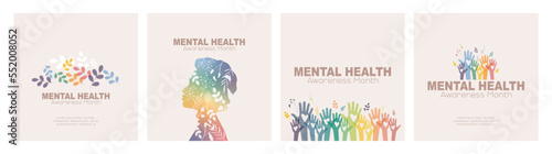 Mental Health Awareness Month card set.