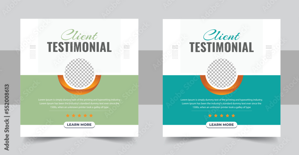 Modern client testimonial social media post design, Customer service feedback review social media post or web banner Modern client testimonial social media post design, Customer service feedback review social media post or web banner