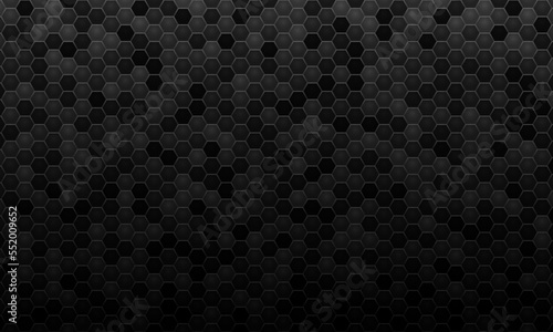Black hexagonal abstract background with gradient. Game grid wallpaper.