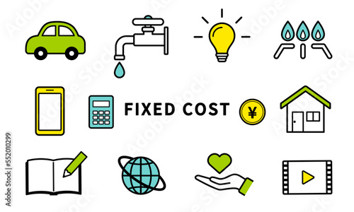 固定費用,家計のアイコンセット_fixed cost
