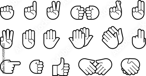 hand gestures. line icons set. Flat style vector icons, emblem, symbol For Your Design