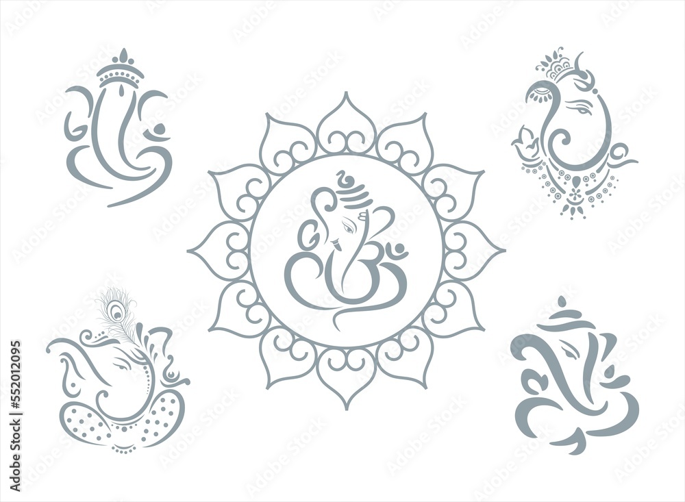 Fototapeta premium Ganesha, Aum, Hindu wedding card, Diwali, India 
