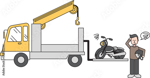 ロードサービスのレッカー車で運ぶガス欠で動かないバイク