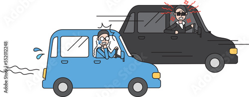 煽り運転で困っている男性と煽る不良