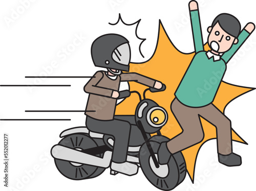 交通事故を起こしたバイクのドライバーの男性