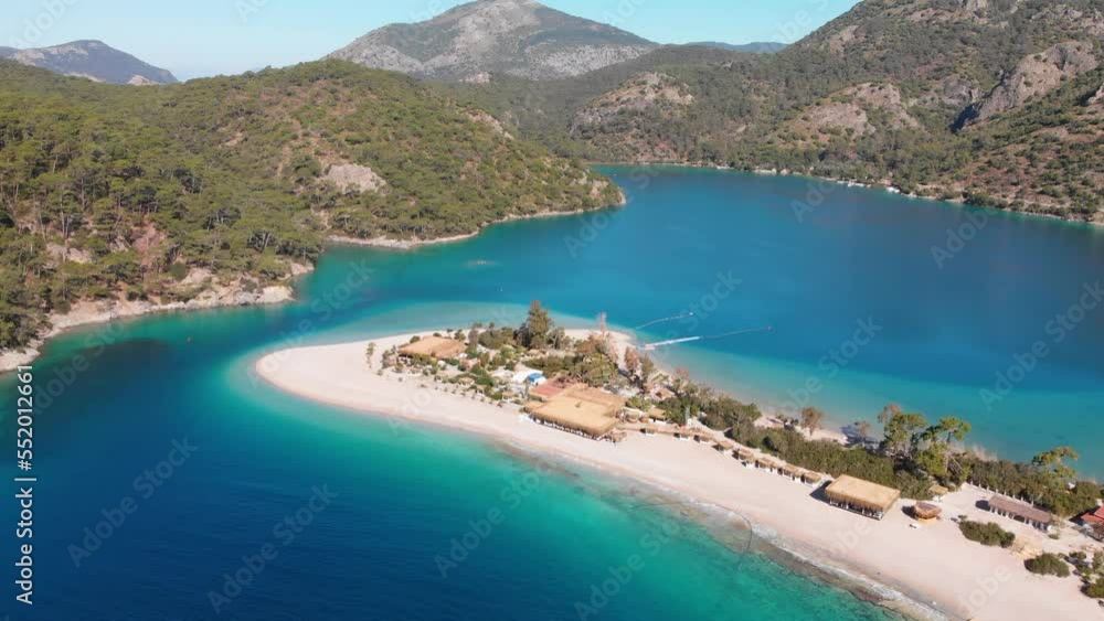 Aerial drone above view Oludeniz resort beach Turkey Mediterranean cost Fethiye Aerial drone above view Oludeniz resort beach Turkey Mediterranean cost Fethiye