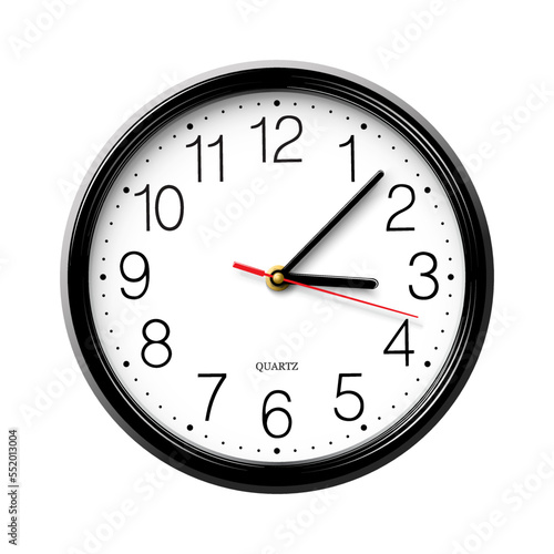 Vector classic round wall clock isolated on white background