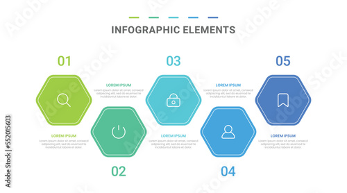 Vector modern polygon shape steps options infographic elements for business with icons template design