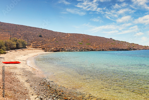 The sandy beach Komito in Syros, Greece photo