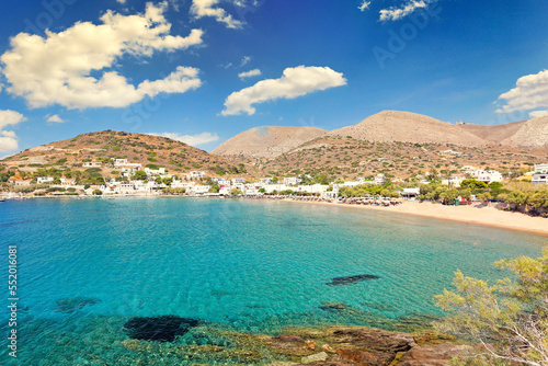 The sandy beach Kini in Syros, Greece