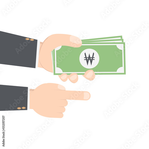 bussinesman hand holding money for saving