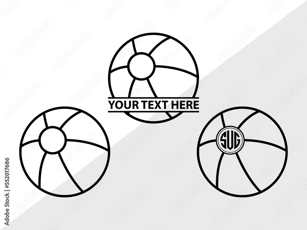 Beach Ball Monogram, Beach Ball Silhouette, Beach Ball SVG, Beach Svg