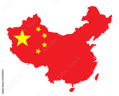 Photography China map with flag asian cartography