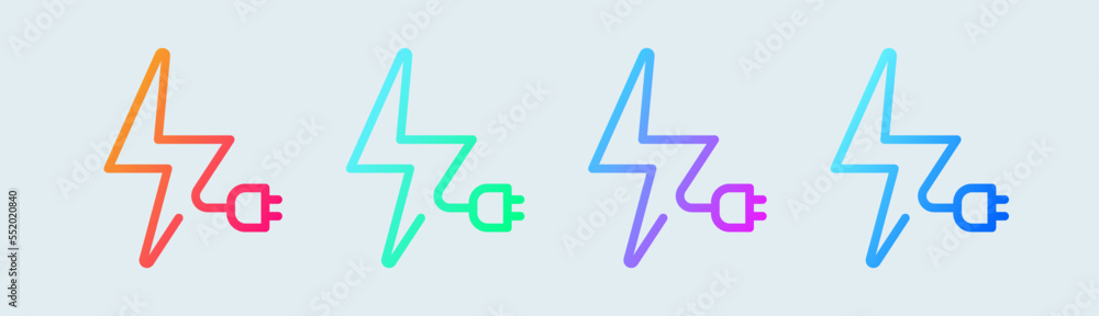 Charge line icon in gradient colors. Recharge signs vector illustration. Charge line icon in gradient colors. Recharge signs vector illustration.