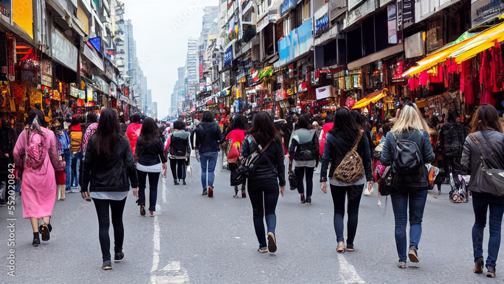 A bustling city street, with people and vehicles moving about in a chaotic yet somehow organized manner A bustling city street, with people and vehicles moving about in a chaotic yet somehow organized manner