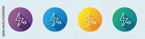 Charge line icon in flat design style. Recharge signs vector illustration.