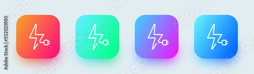 Charge line icon in square gradient colors. Recharge signs vector illustration.