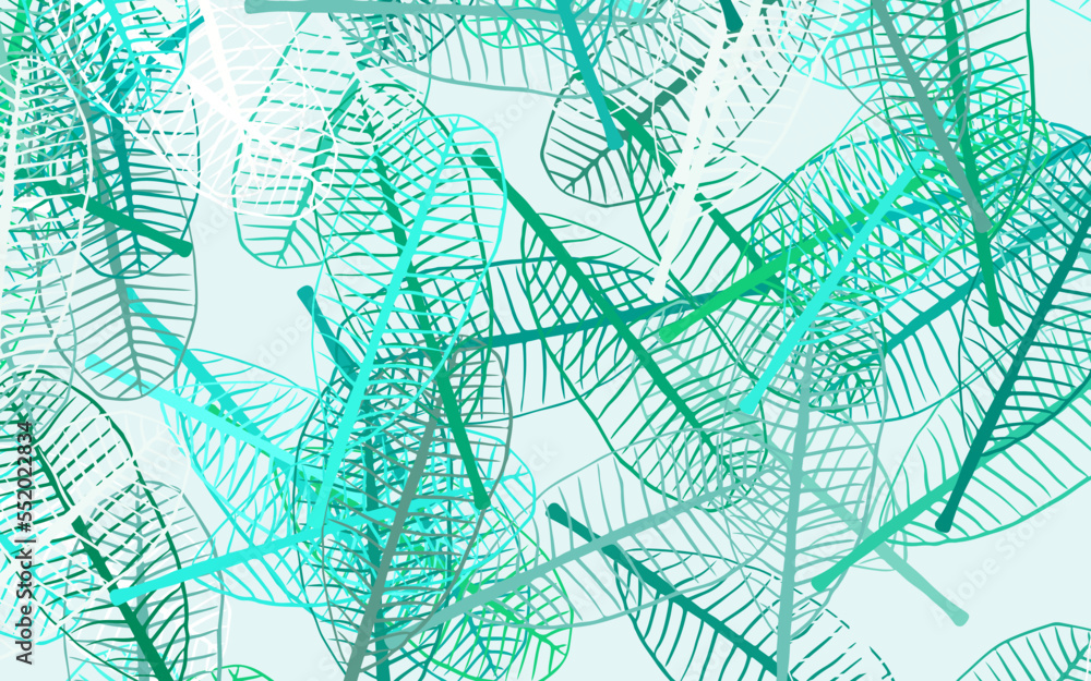 Light Green vector elegant wallpaper with leaves.