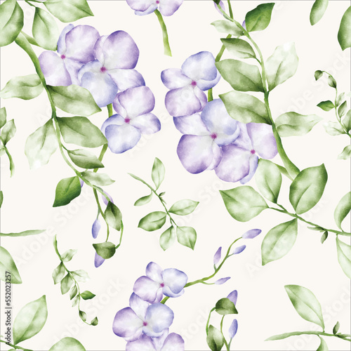 Elegant floral seamless pattern with purple flower