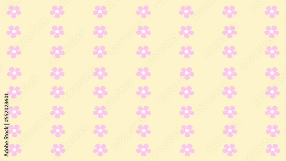 pattern with pink flowers on yellow background pattern with pink flowers on yellow background