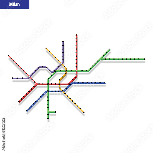 3d isometric Map of the Milan metro subway