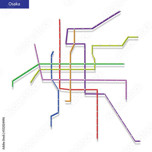 3d isometric Map of the Osaka metro subway