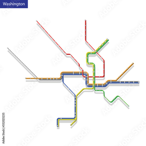 Map of the Washington metro subway. Template of city transportation scheme