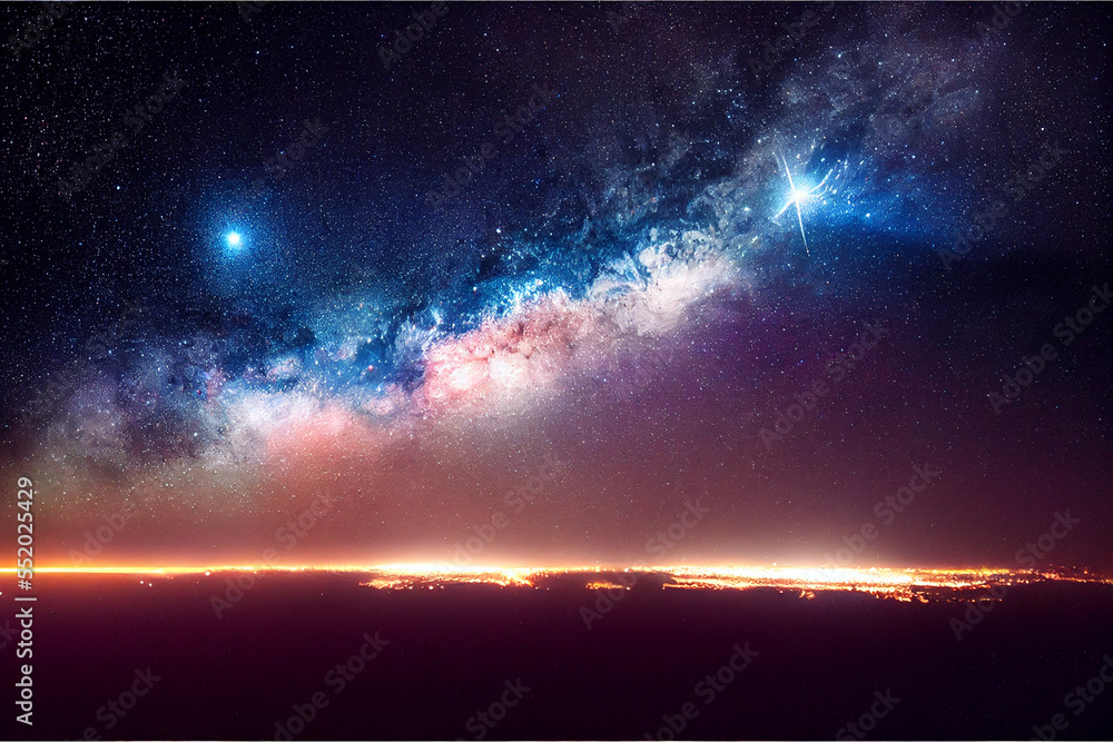 Fototapeta premium Galaxy starrynight fantasy background illustration. Digital artwork.