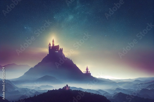 sunrise over the mountains digital illustration artwork
