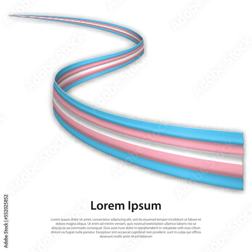 Waving ribbon or banner with Transgender pride flag